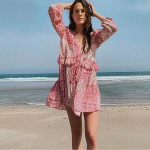 Zara Patchwork Print Minidress in Pink Size Large